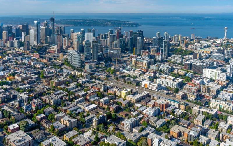 aerial view of Downtown Seattle